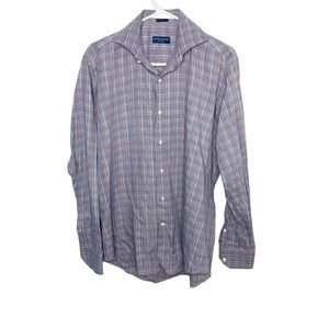 Peter Millar Collection blue plaid shirt size medium excellent condition